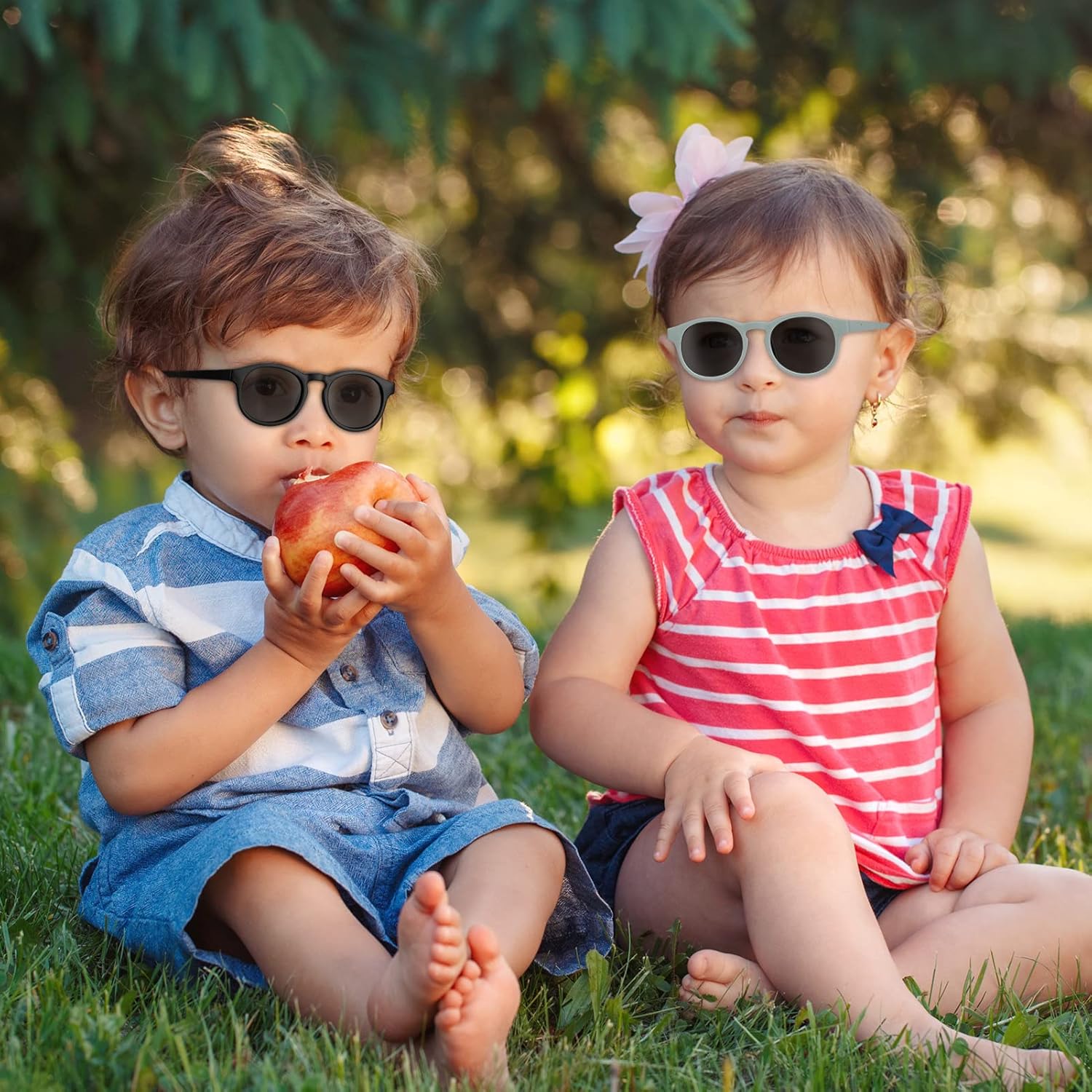 2 PCS Baby Toddler Sunglasses with Strap Kids Polarized Sun Glasses UV-400 Flexible Frame Unbreakable Sunglasses for Boys and Girls Age 0-3 - Image 5