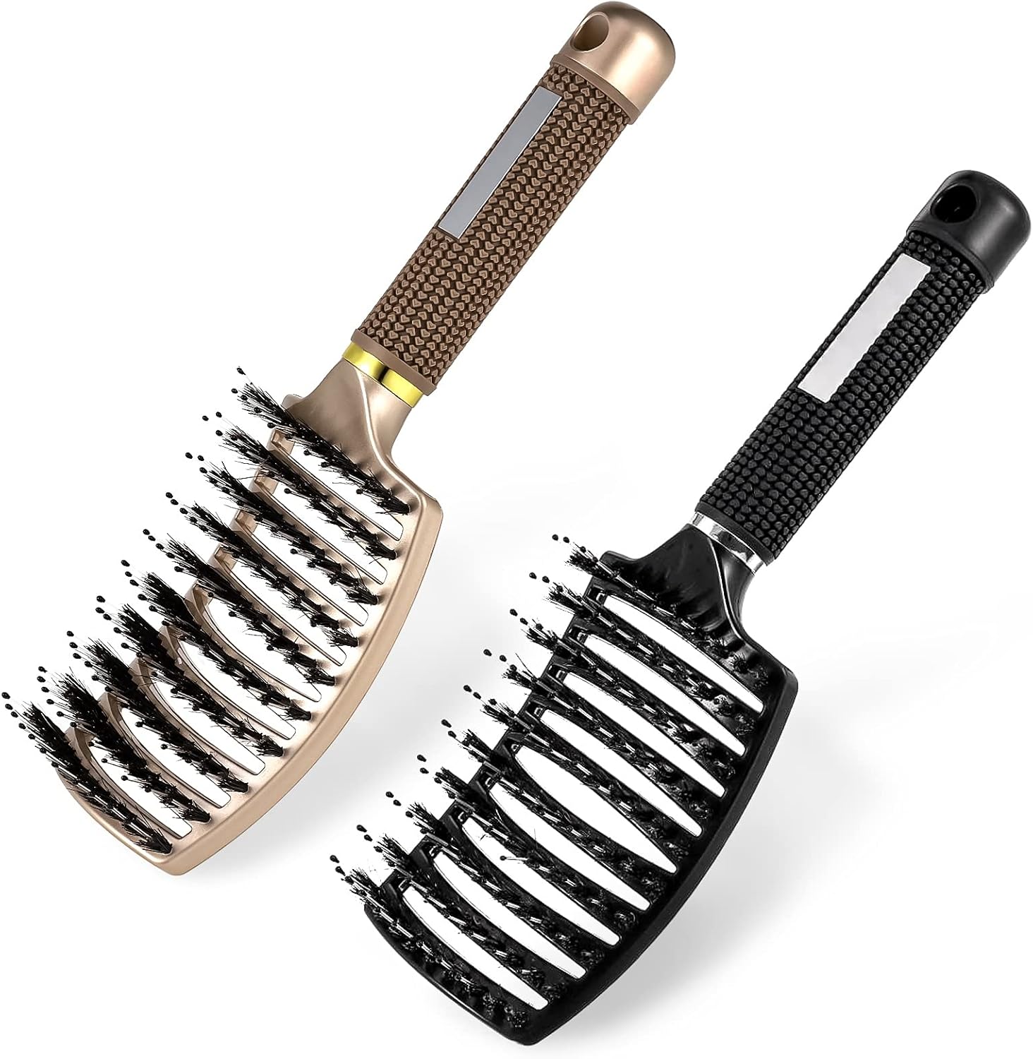 2 Pack Boar Bristle Hair Brush, Curved and Vented Detangling Hair Brush for Women Long, Thick, Thin, Curly & Tangled Hair Vent Brush Paddle Brush - Image 3
