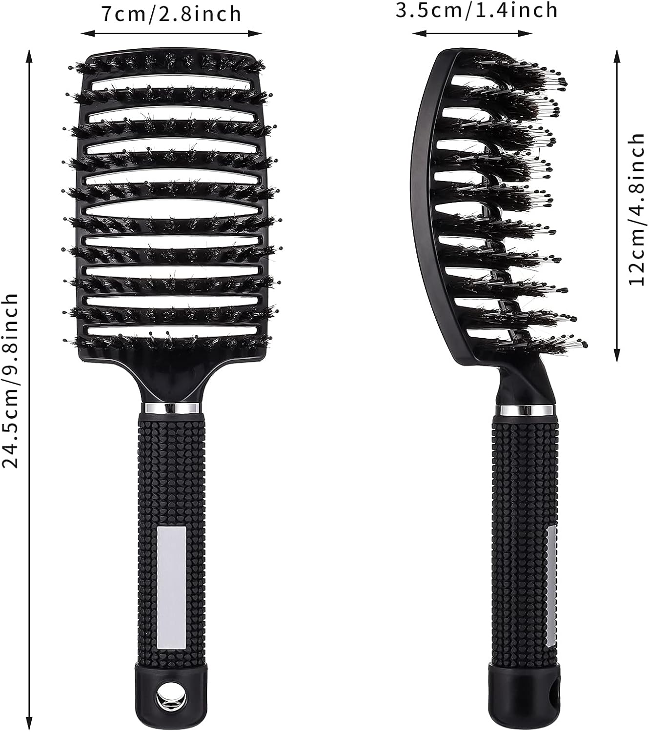 2 Pack Boar Bristle Hair Brush, Curved and Vented Detangling Hair Brush for Women Long, Thick, Thin, Curly & Tangled Hair Vent Brush Paddle Brush - Image 4