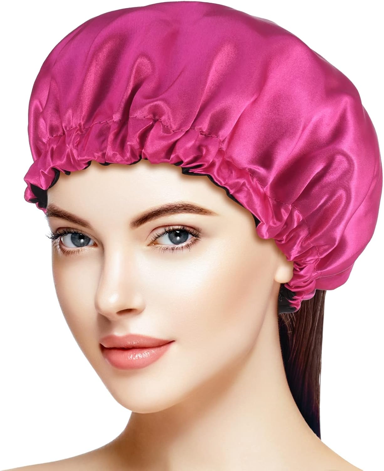 2 Pcs Silk Bonnet Sleep Cap, Adjustable Waterproof Satin Hair Night Cap, Double Layer for Women Girls With Black Curly Hair - Image 5