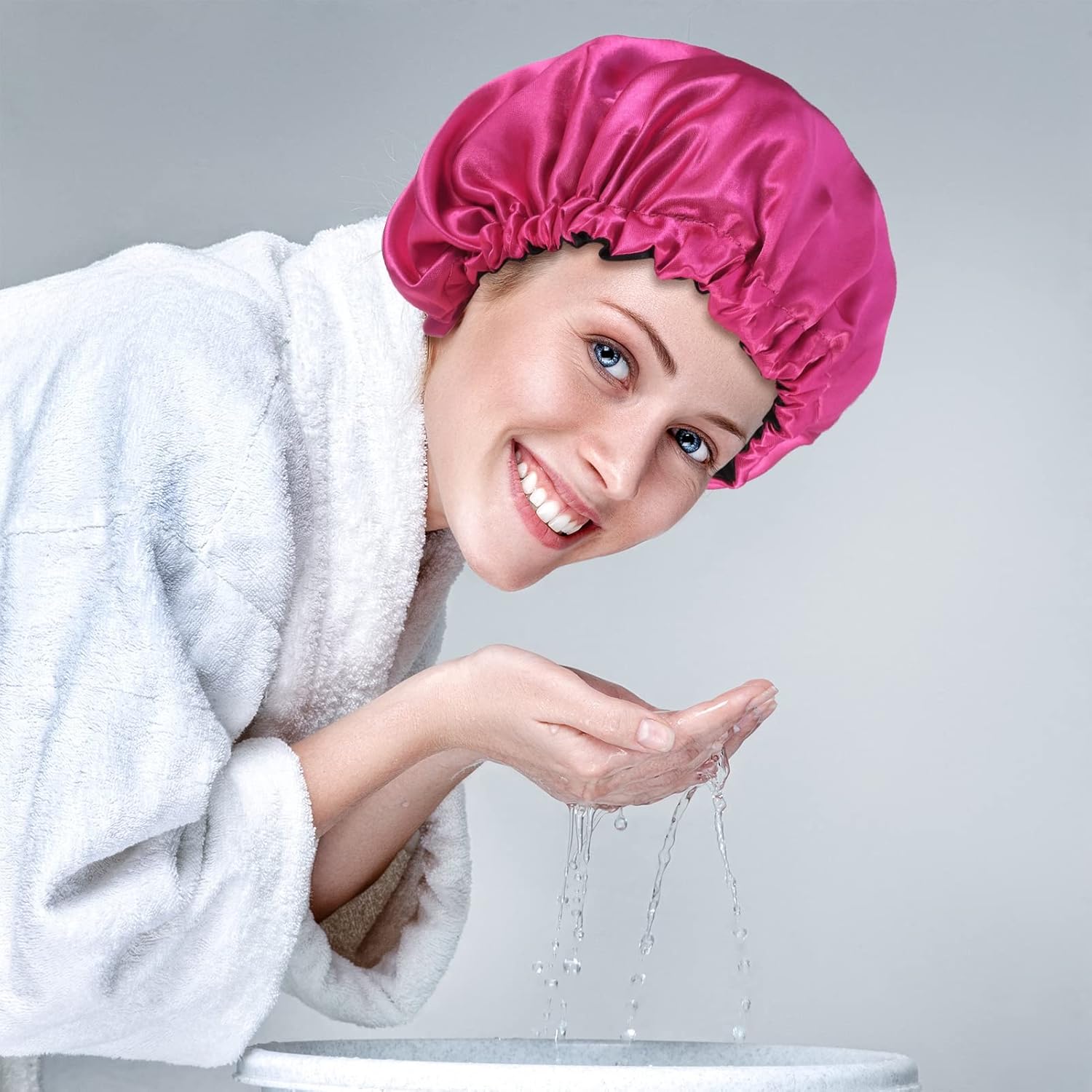 2 Pcs Silk Bonnet Sleep Cap, Adjustable Waterproof Satin Hair Night Cap, Double Layer for Women Girls With Black Curly Hair - Image 6