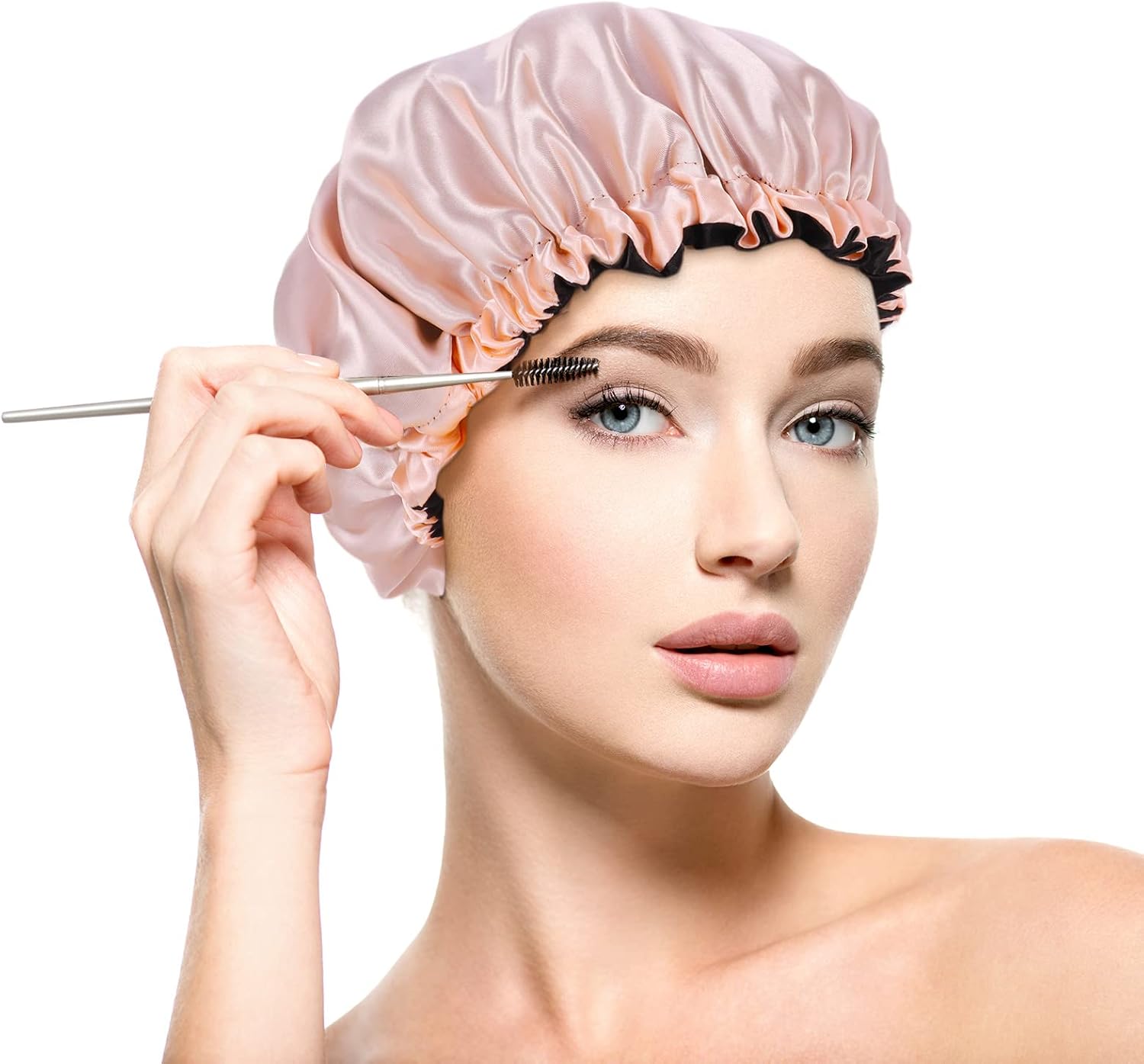 2 Pcs Silk Bonnet Sleep Cap, Adjustable Waterproof Satin Hair Night Cap, Double Layer for Women Girls Black Curly Hair - Image 6