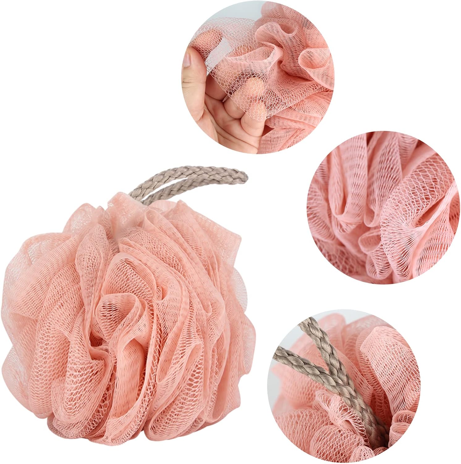Store Bath Sponges Shower Loofahs Large Mesh Balls Sponge 4 Colors for Body Wash Bathroom Men Women - Pack of 4 Scrubber Cleaning Loofah Bathing Accessories (50g) - Image 3