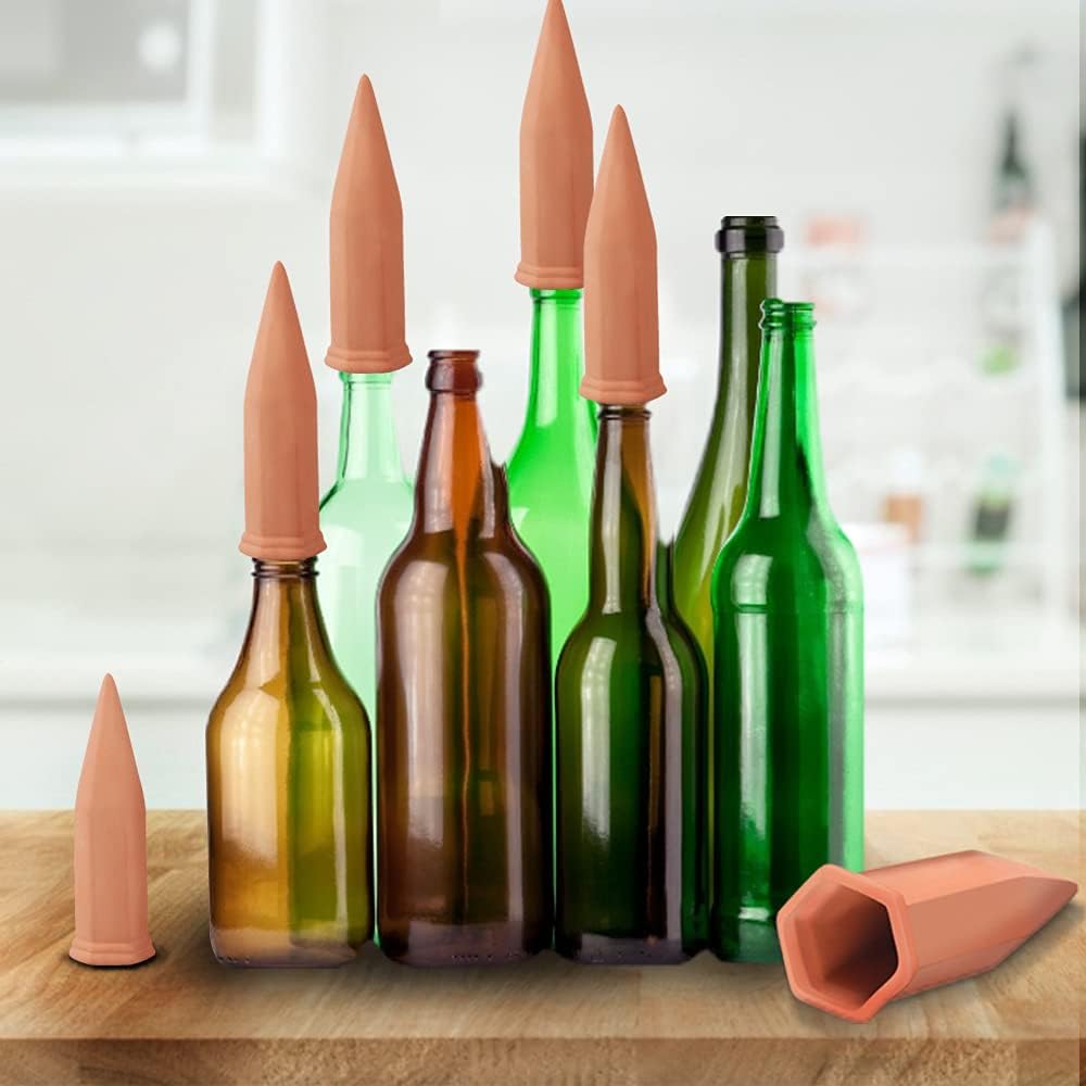 Store 10PCS Plant Watering Stakes Automatic Plant Drippers Waterers for Vacations Plant Watering Devices Terracotta Self Waterinq Spikes for Wine Bottles Great for Indoor Outdoor Plants - Image 8