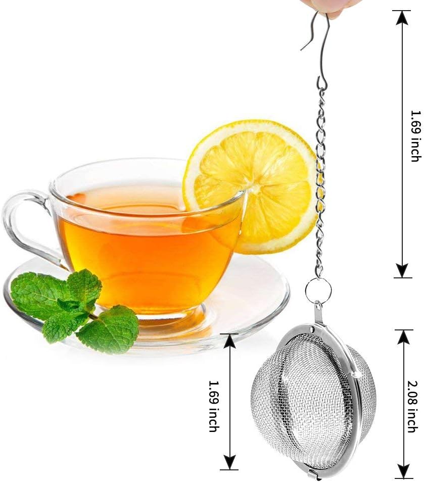 Store 2pcs Stainless Steel Mesh Tea Ball Inch Tea Strainers Tea Strainer Filters for Tea (2.1 inches) - Image 2