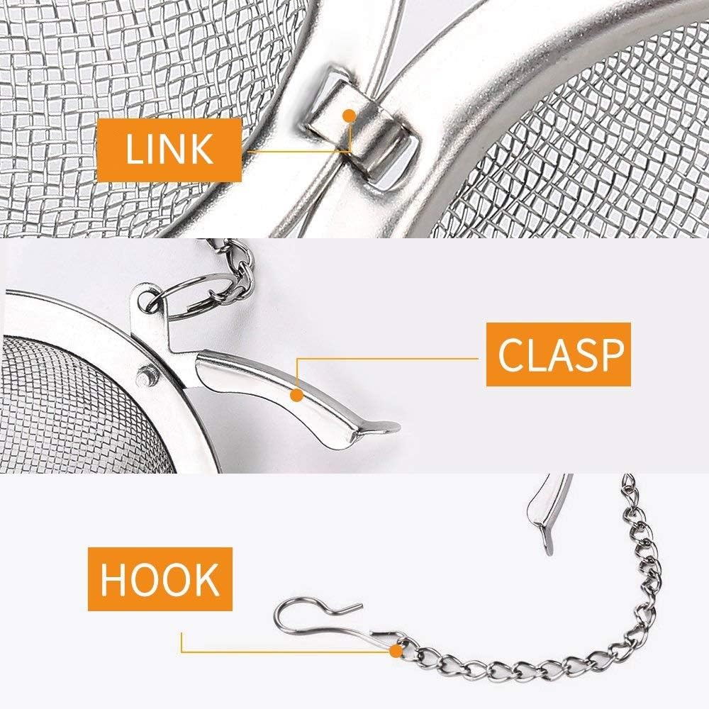 Store 2pcs Stainless Steel Mesh Tea Ball Inch Tea Strainers Tea Strainer Filters for Tea (2.1 inches) - Image 3