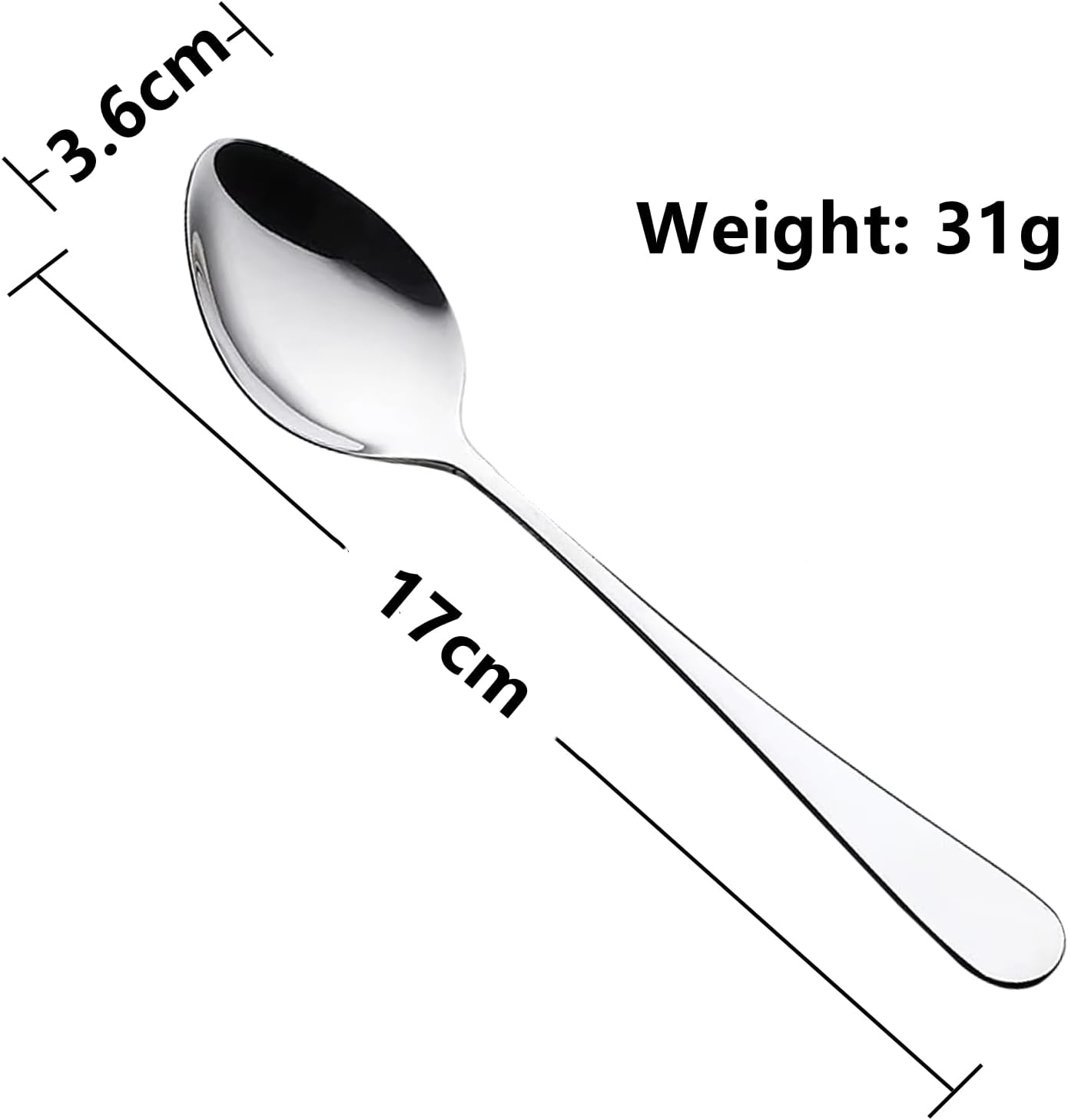 Store 12pcs Dinner Spoons Silverware Set, 17 cm Stainless Steel Soup Spoons, Mirror Polished Round Edge Tablespoons, Dishwasher Safe for Home, Restaurant - Image 4