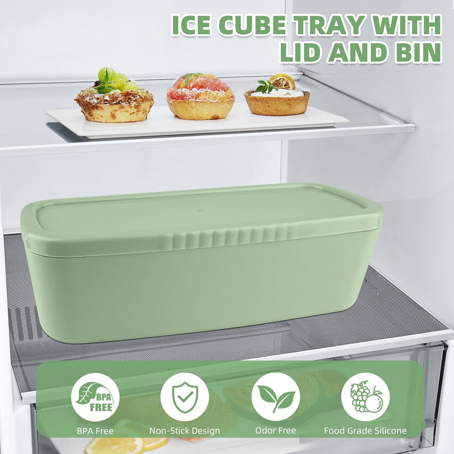 Store Ice Cube Tray for Stanley Cup 30-40 oz Tumbler 3pcs Silicone Ice Cube Molds With Lid and Bin for Chilling Cocktails Whiskey Drinks Juice Coffee Easy Fill and Release Ice Maker(Green, 40 oz) - Image 7