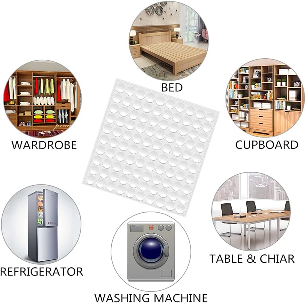 Store Rubber Bumpers Clear Self Adhesive Bumpers Noise Dampening Buffer Pads 100PCS 3/8 Inch Protection for Cabinet Door Drawer Wooden Floor-Hemispherical - Image 3