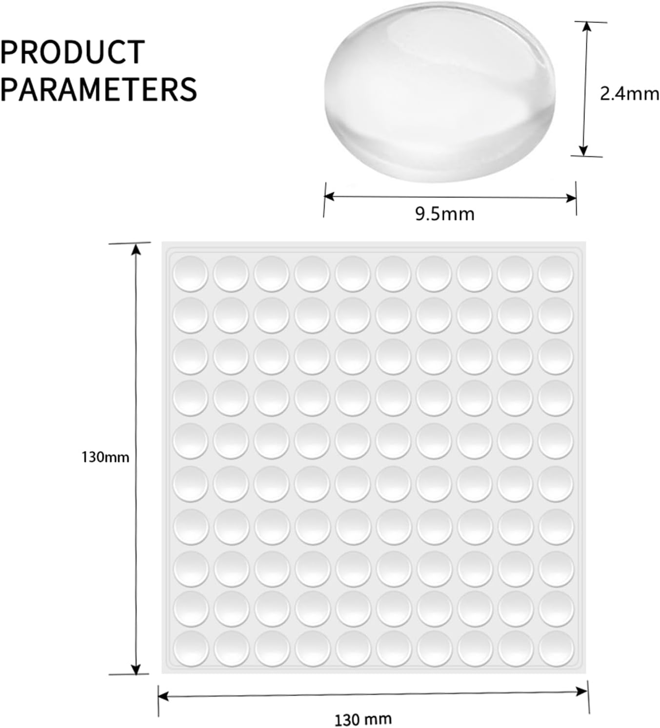 Store Rubber Bumpers Clear Self Adhesive Bumpers Noise Dampening Buffer Pads 100PCS 3/8 Inch Protection for Cabinet Door Drawer Wooden Floor-Hemispherical - Image 4
