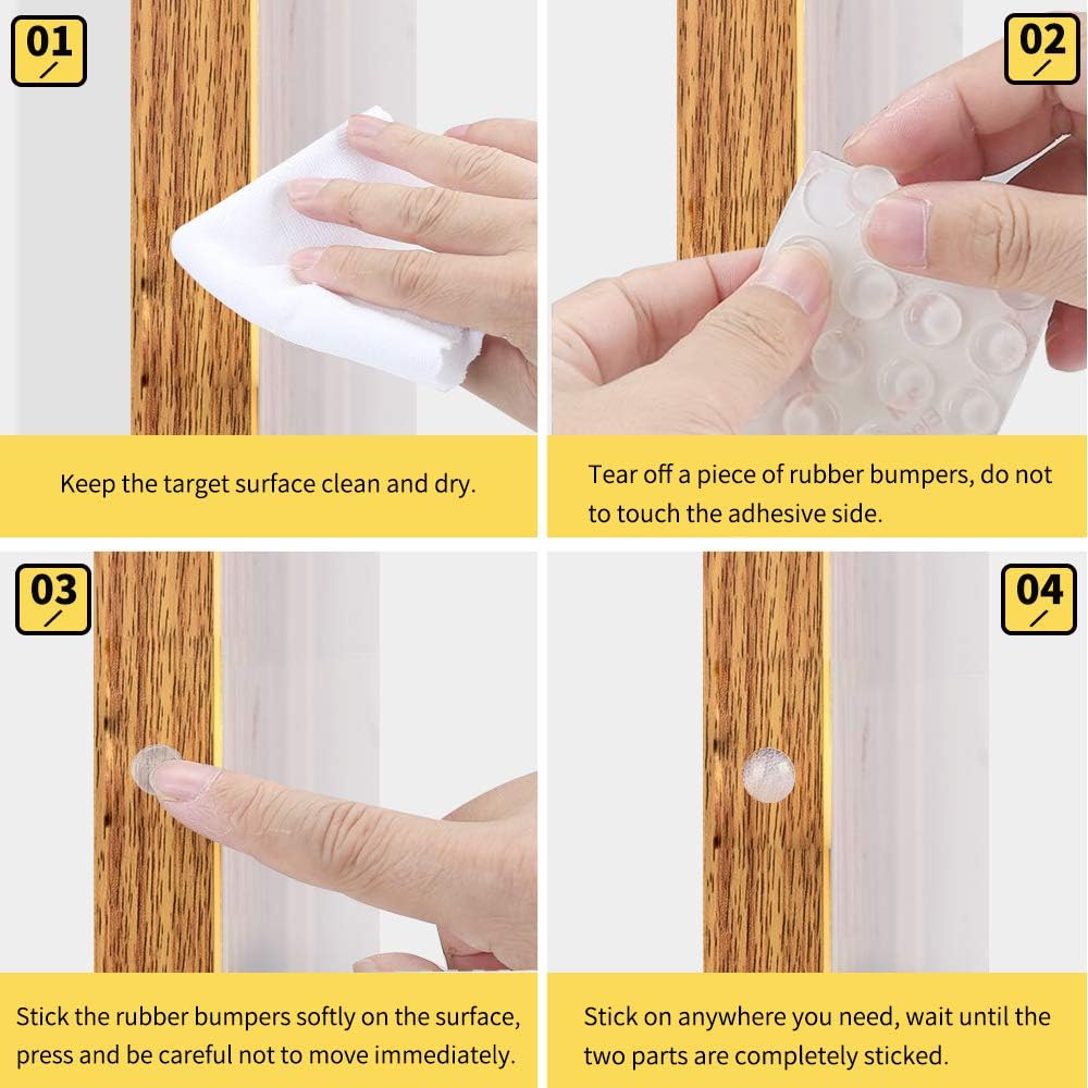 Store Rubber Bumpers Clear Self Adhesive Bumpers Noise Dampening Buffer Pads 100PCS 3/8 Inch Protection for Cabinet Door Drawer Wooden Floor-Hemispherical - Image 7