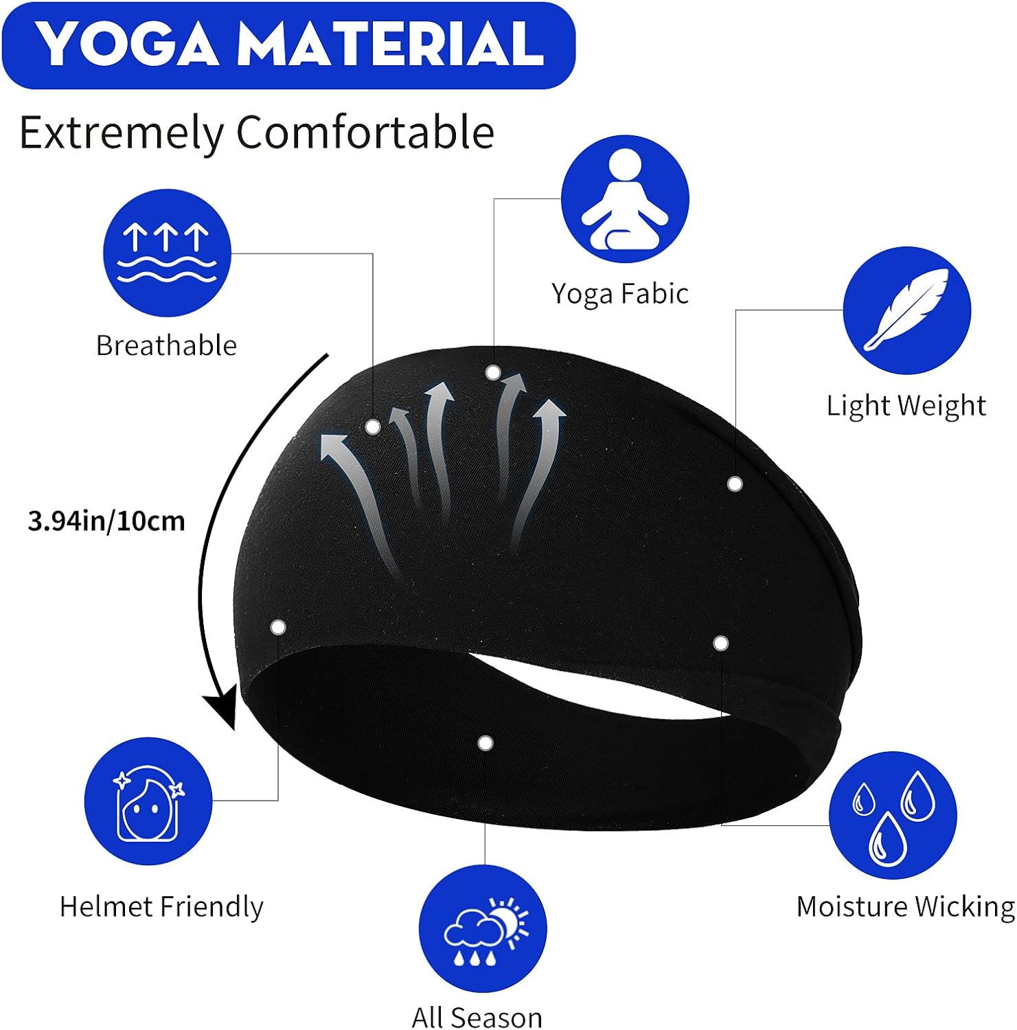 10 Pack Wide Headbands for Women, Workout Yoga Running Sports Headband Elastic Hair Bands, Boho Non Slip Sweat Head Bands Thick Head Wrap (Solid Headbands) - Image 6
