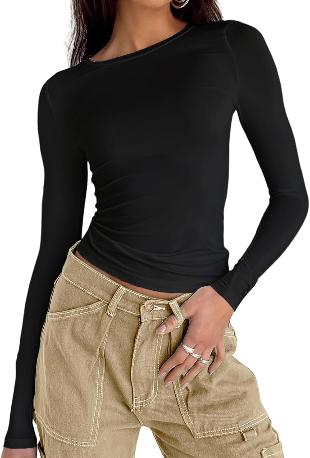 Women's Casual Basic Going Out Crop Tops Slim Fit Short Sleeve Crew Neck Tight T Shirts 2025 - Image 1
