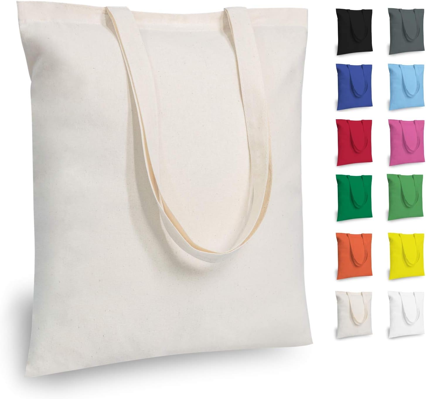 12-Pack Economical Cotton Tote Bag, Lightweight Medium Reusable Grocery Shopping Cloth Bag, Suitable for DIY, Advertising, Promotion, Gift, Giveaway, Activity - Image 1