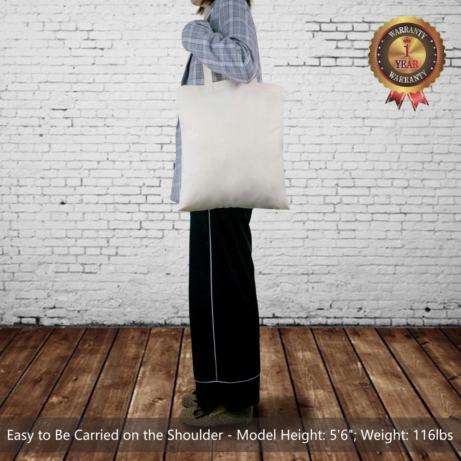 12-Pack Economical Cotton Tote Bag, Lightweight Medium Reusable Grocery Shopping Cloth Bag, Suitable for DIY, Advertising, Promotion, Gift, Giveaway, Activity - Image 2