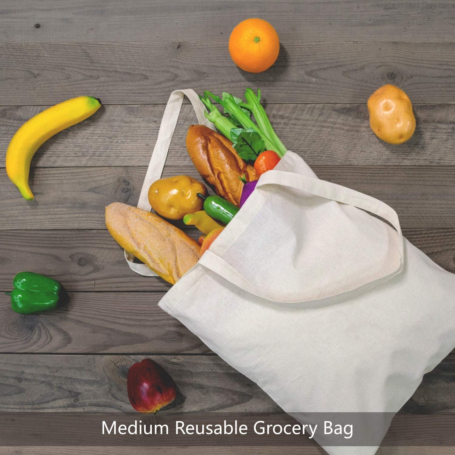 12-Pack Economical Cotton Tote Bag, Lightweight Medium Reusable Grocery Shopping Cloth Bag, Suitable for DIY, Advertising, Promotion, Gift, Giveaway, Activity - Image 4