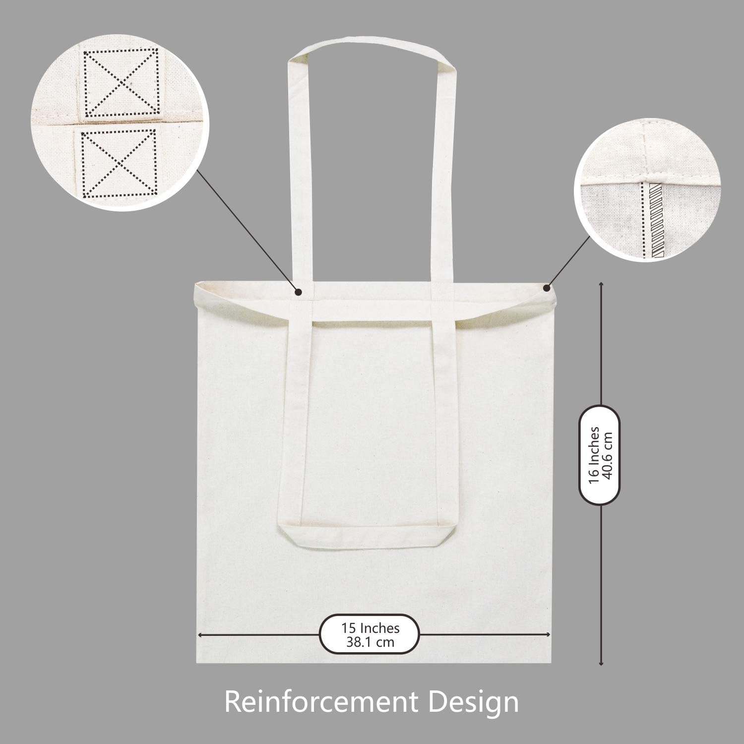 12-Pack Economical Cotton Tote Bag, Lightweight Medium Reusable Grocery Shopping Cloth Bag, Suitable for DIY, Advertising, Promotion, Gift, Giveaway, Activity - Image 5