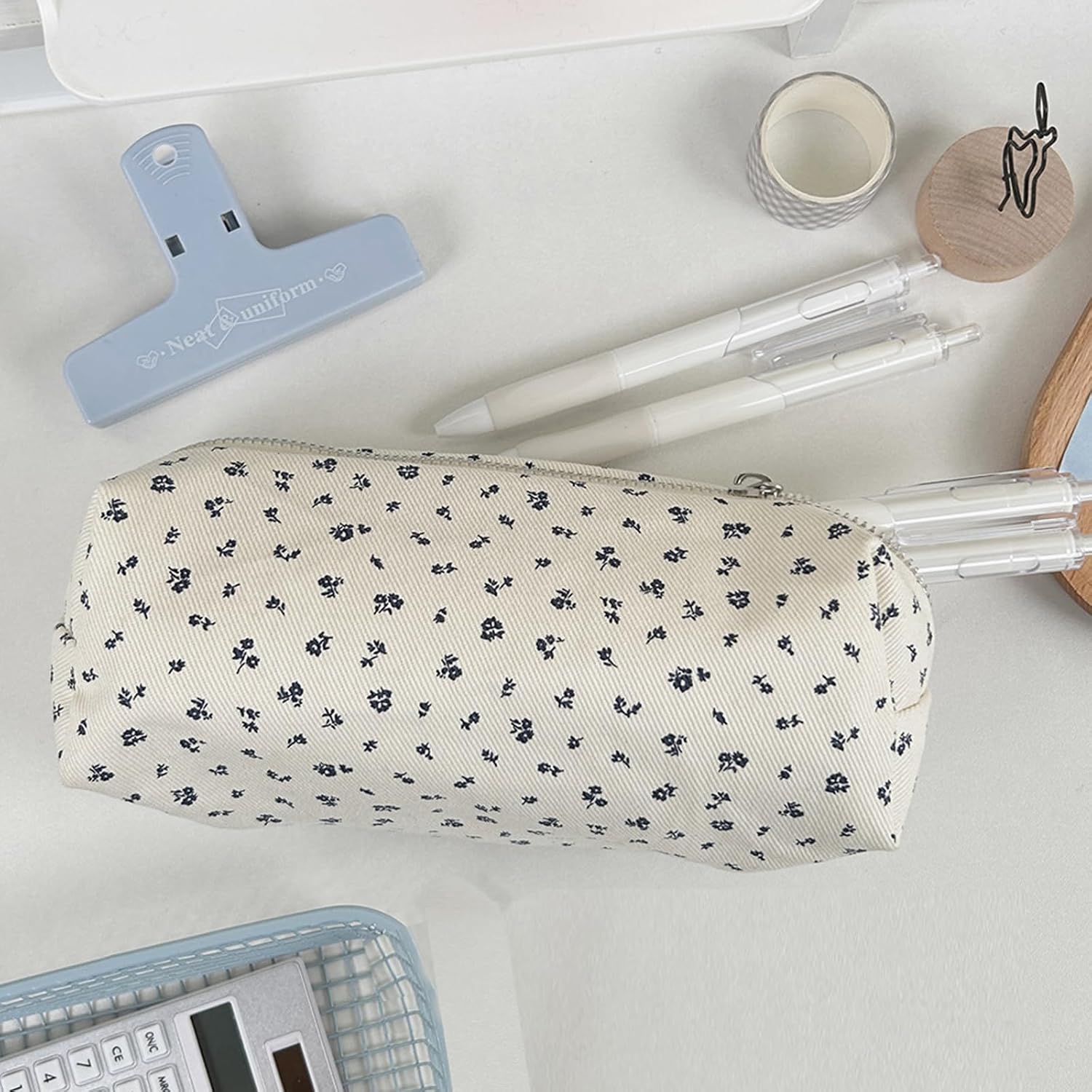 Pencil Case Pencil, Teenage Pen Case, Pen Case Leather, The Cute Cartoon Small can be Used as a Key Bag, a Cosmetic Bag, and is Easy to Carry (White, blue285) - Image 3