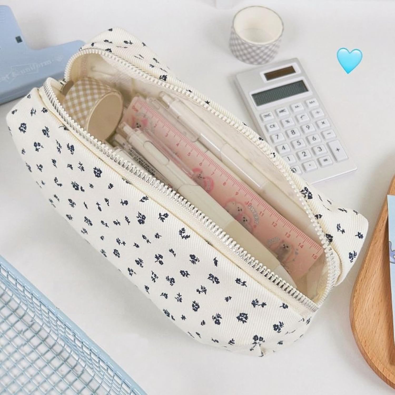 Pencil Case Pencil, Teenage Pen Case, Pen Case Leather, The Cute Cartoon Small can be Used as a Key Bag, a Cosmetic Bag, and is Easy to Carry (White, blue285) - Image 5