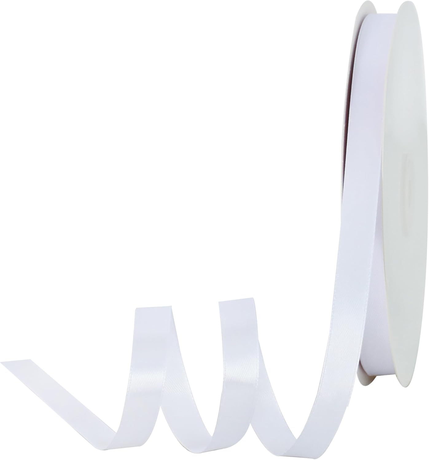 1/2 Inch x 100yds White Satin Ribbon Thin Solid Fabric Ribbons for Invitation Gift Wrapping, Bows Craft Making, Floral Bouquets, Valentine's Day Wedding Party Decoration - Image 1