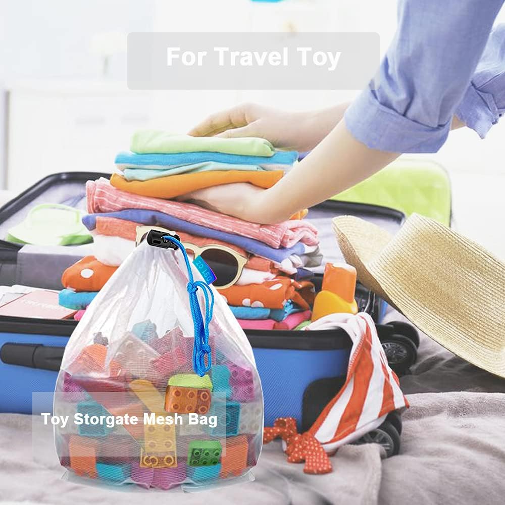 16 Pcs Mesh Small Toy Bags for Storage, 3 Sizes Reusable Mesh Drawstring Produce Bags Puzzle Bag for Kids Storage Playroom Organization, Fruits, Vegetable - Image 5