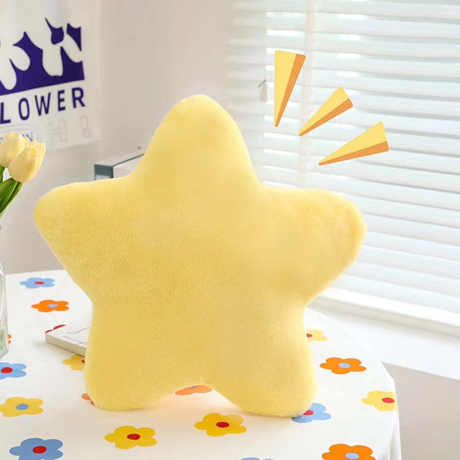 Cute Pillow Cushion Decorative Nursery Stuffed Throw Pillows Yellow Pink Sofa Pillow Cushion Star Plush Pillow Kids Boys Girls Adults Car Home Chair Floor Bed Gift Reading Nook TV - Image 3
