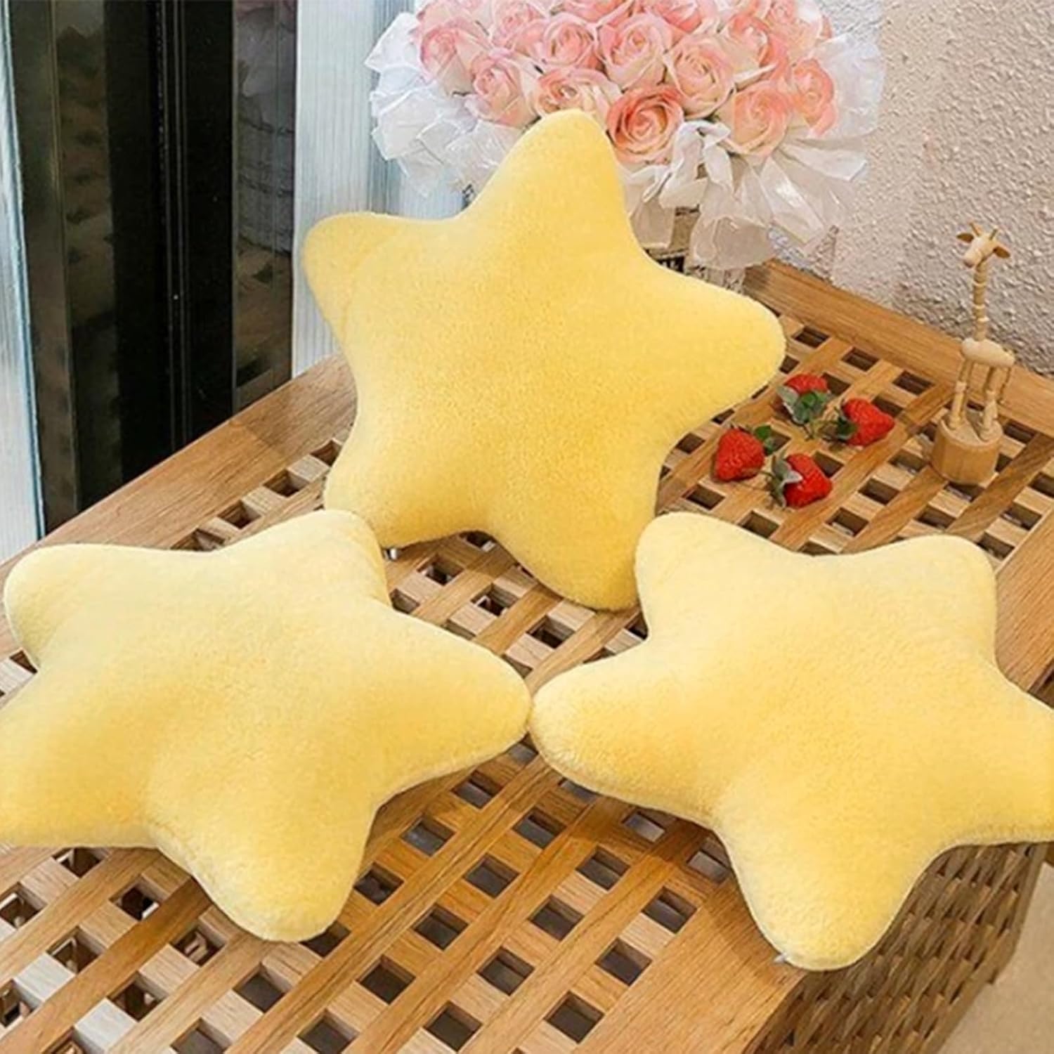 Cute Pillow Cushion Decorative Nursery Stuffed Throw Pillows Yellow Pink Sofa Pillow Cushion Star Plush Pillow Kids Boys Girls Adults Car Home Chair Floor Bed Gift Reading Nook TV - Image 4