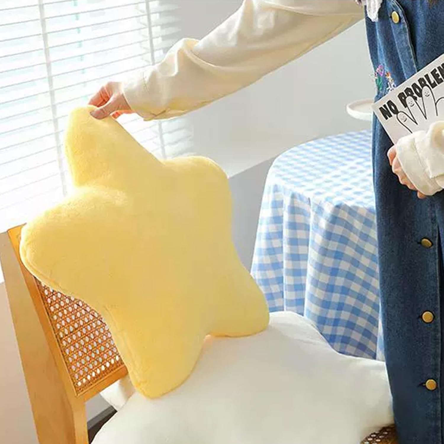 Cute Pillow Cushion Decorative Nursery Stuffed Throw Pillows Yellow Pink Sofa Pillow Cushion Star Plush Pillow Kids Boys Girls Adults Car Home Chair Floor Bed Gift Reading Nook TV - Image 5