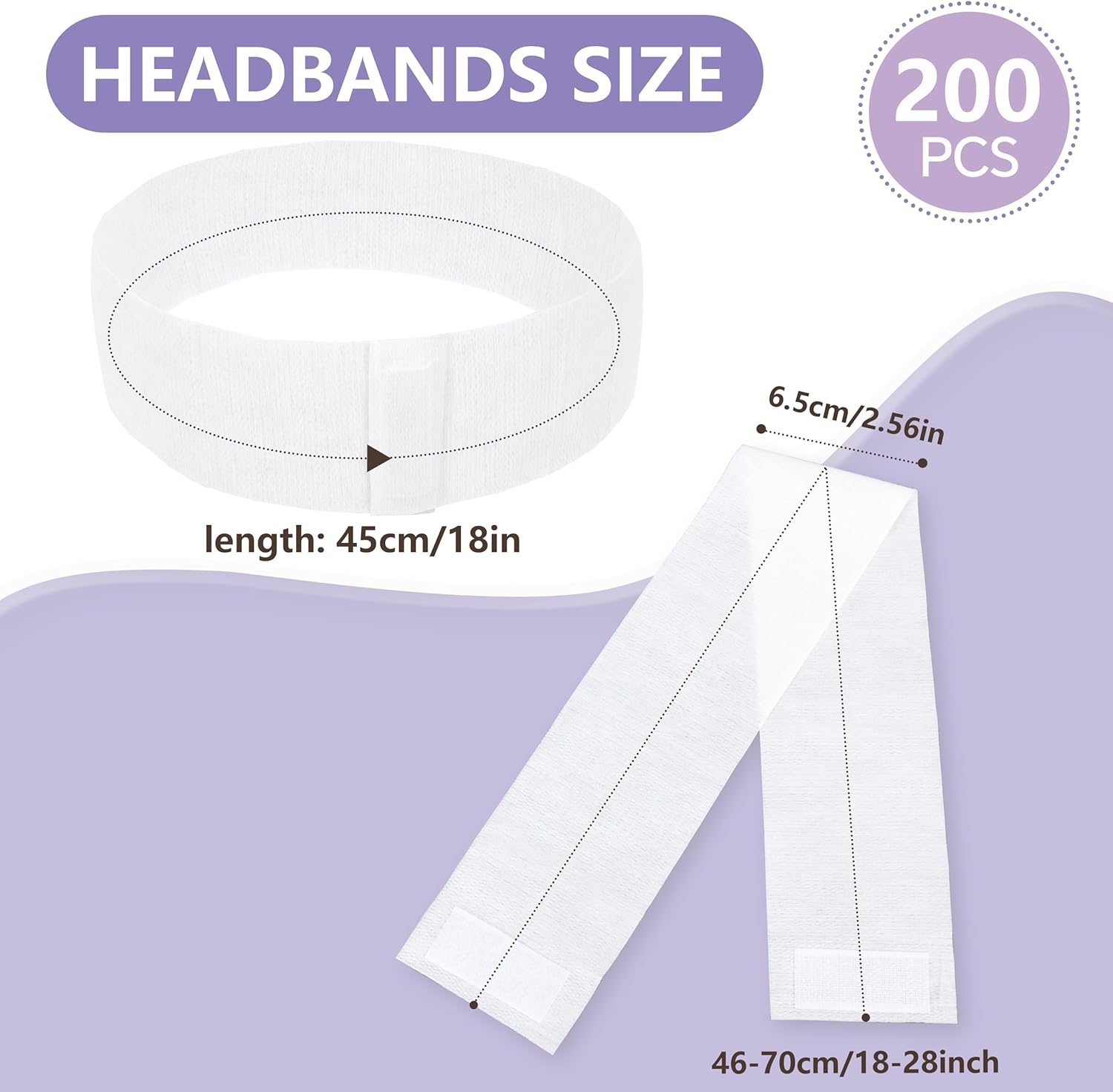 200 Count Disposable Spa Facial Headbands with Convenient Closure,White Stretch Facial Headwraps Soft for Facials Skincare Spa - Image 3