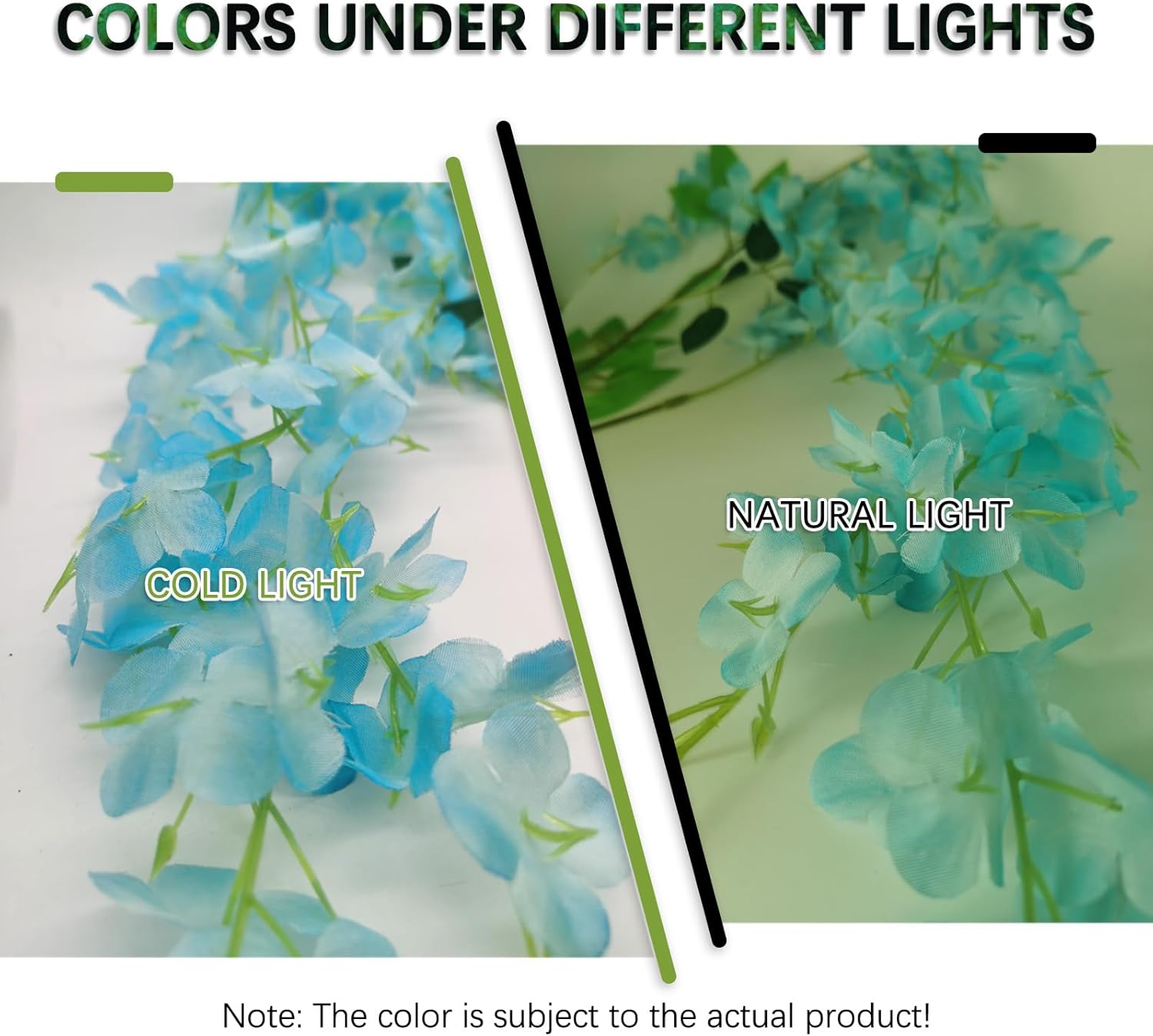 24 Pack Lake Blue Wisteria Hanging Flowers Garland, 3.77 Feet Lake Blue Artificial Wisteria Flower Vines, Fake Lake Blue Wisteria, Lake Blue Flower Vines for Backdrop, Hanging Flower Garland Decor - Image 3