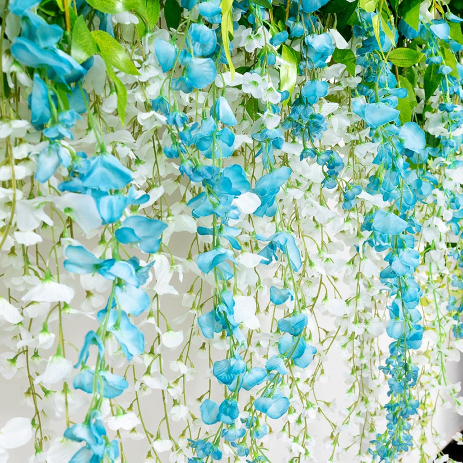 24 Pack Lake Blue Wisteria Hanging Flowers Garland, 3.77 Feet Lake Blue Artificial Wisteria Flower Vines, Fake Lake Blue Wisteria, Lake Blue Flower Vines for Backdrop, Hanging Flower Garland Decor - Image 5