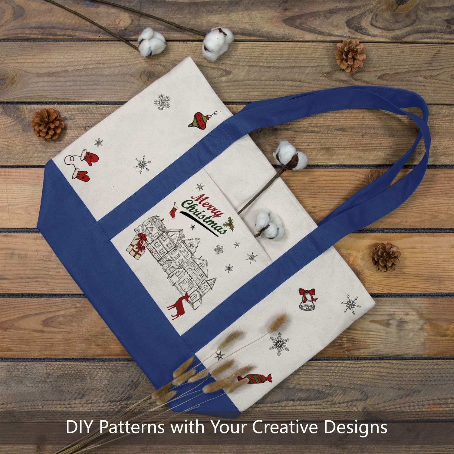 Stylish Canvas Tote Bag with an External Pocket, Top Zipper Closure, Daily Essentials - Image 3