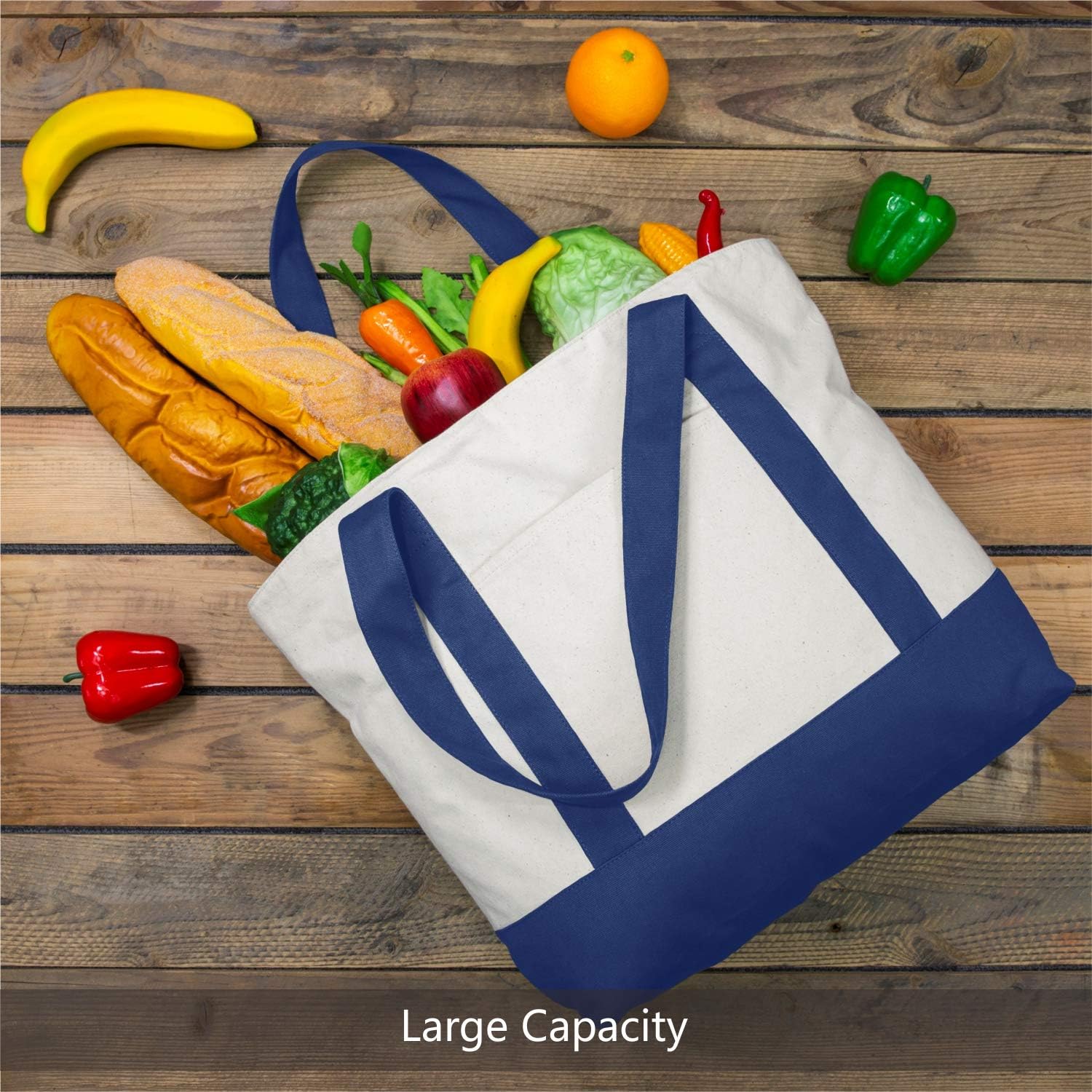 Stylish Canvas Tote Bag with an External Pocket, Top Zipper Closure, Daily Essentials - Image 4