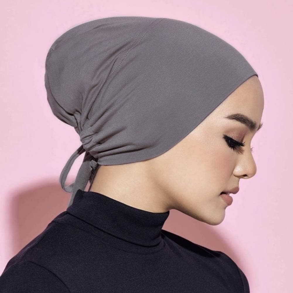 4 Pcs Women Hijab Undercap Muslim Inner Beanies Cap with Tie Back Closure Adjustable Underscarf Hat Chemo Turban Cap - Image 4
