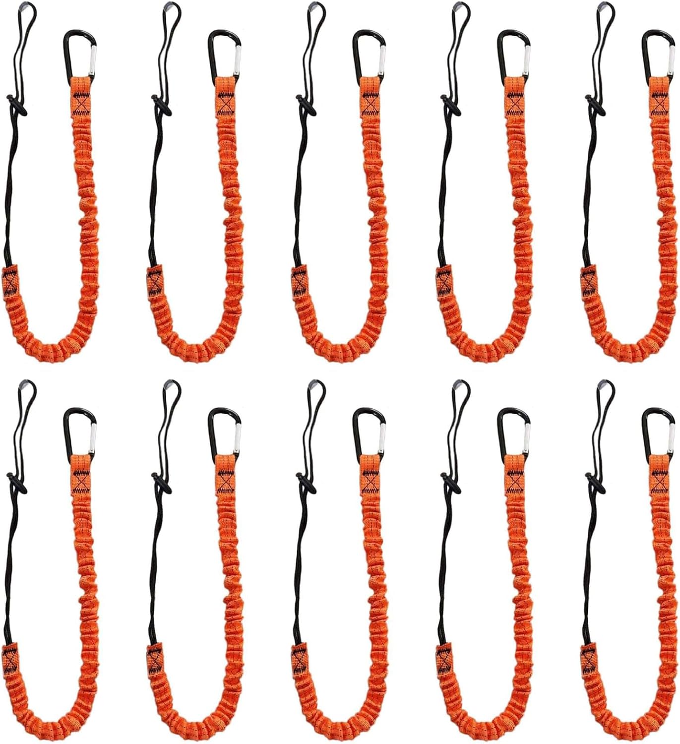 10pcs Retractable Tool Lanyards for Hand Tools with Carabiner and Adjustable Loop End, Extendable Length 31.5 