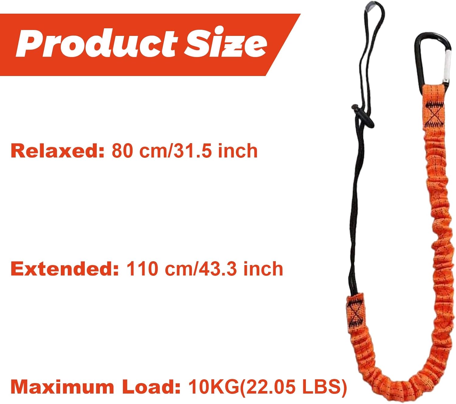 10pcs Retractable Tool Lanyards for Hand Tools with Carabiner and Adjustable Loop End, Extendable Length 31.5 