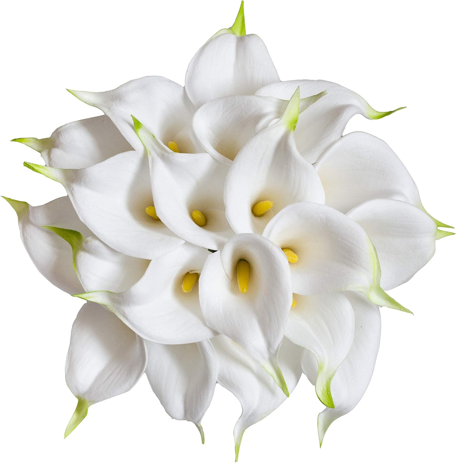 20Pcs Artificial Calla Lily Flower Real Touch Latex Flowers for DIY Wedding Bouquet Party Home Decor (White-Yellow Core) - Image 1