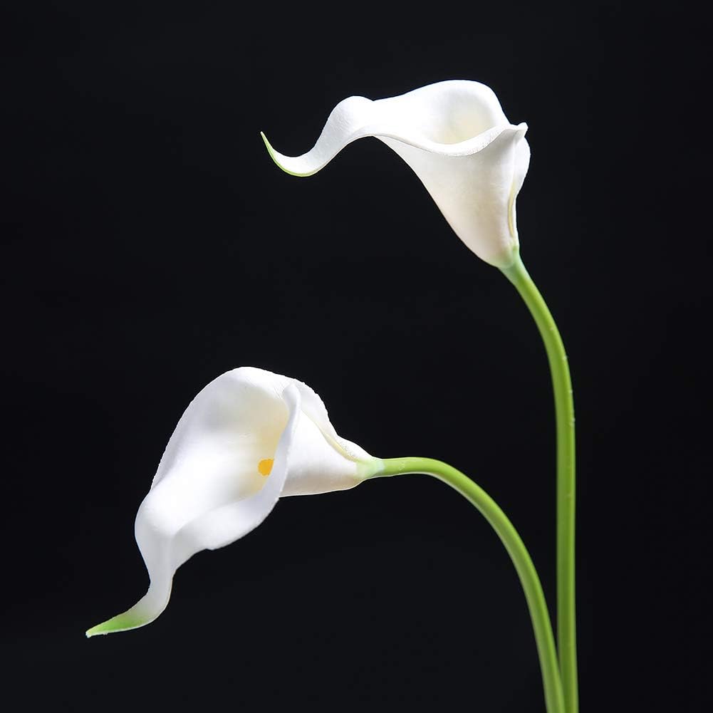 20Pcs Artificial Calla Lily Flower Real Touch Latex Flowers for DIY Wedding Bouquet Party Home Decor (White-Yellow Core) - Image 3