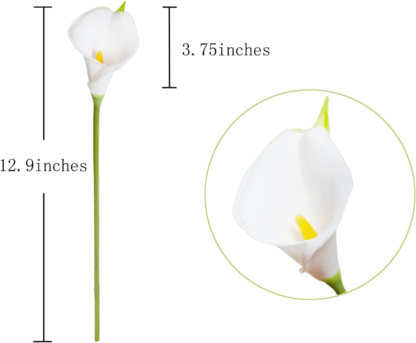 20Pcs Artificial Calla Lily Flower Real Touch Latex Flowers for DIY Wedding Bouquet Party Home Decor (White-Yellow Core) - Image 4