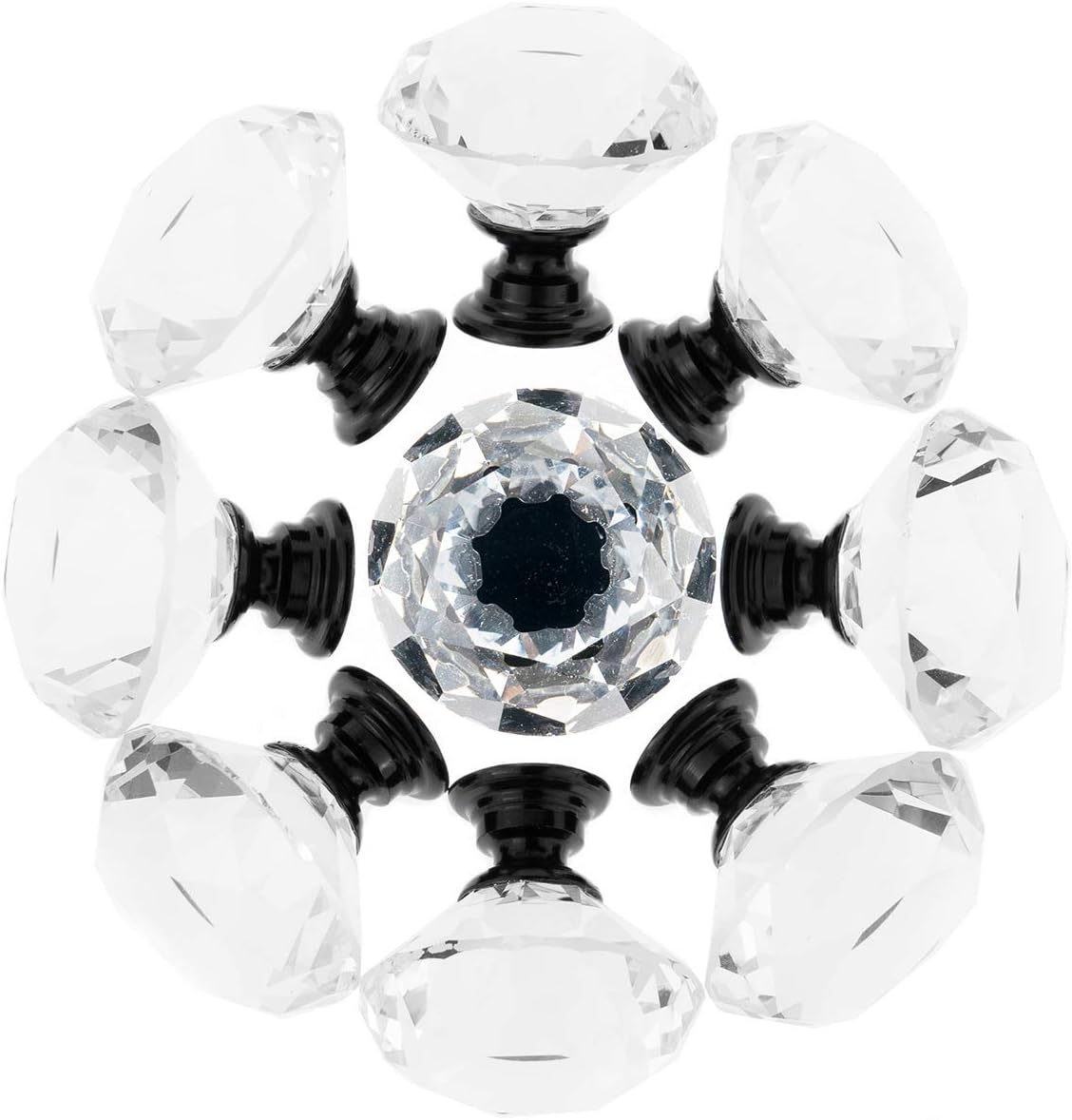 25 Pack Drawer Knobs Diamond Shaped Crystal Glass 30mm Cabinet Knobs Pull Handles (30mm, 25 Pack, Black) - Image 2