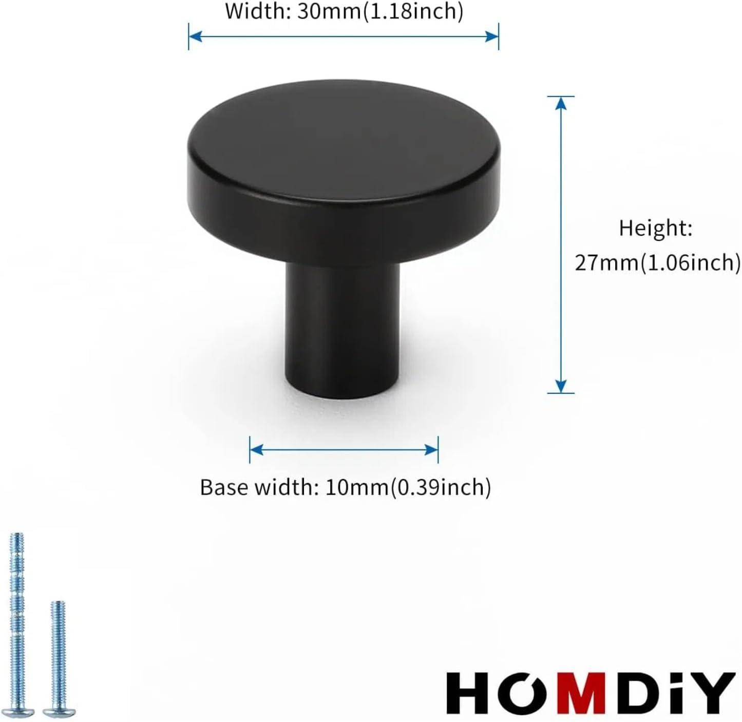 20 Pack Black Cabinet Knobs Round Dresser Knobs Matte Black Solid Kitchen Cabinet Knobs Aluminum Alloy Cabinet Door Knobs for Dresser Drawers Vintage Cabinet Knobs Drawer Knobs - Image 2