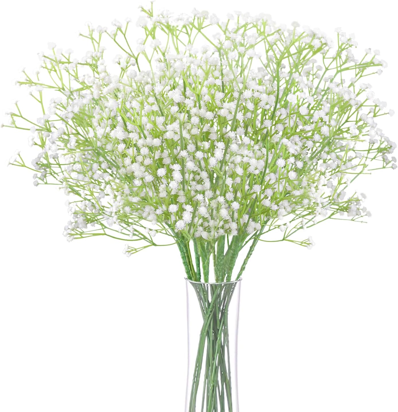 10Pcs Artificial Baby Breath Flowers White with Long Stem, Real Touch Silk Gypsophila Bouquets Bulk for Wedding, DIY Floral Arrangements, Home & Office Decor, Party Centerpieces, White - Image 1