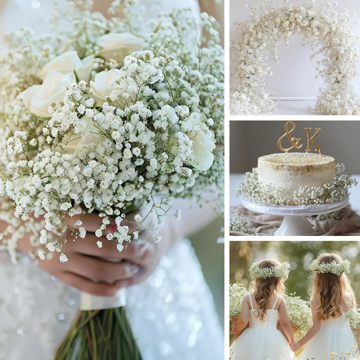 10Pcs Artificial Baby Breath Flowers White with Long Stem, Real Touch Silk Gypsophila Bouquets Bulk for Wedding, DIY Floral Arrangements, Home & Office Decor, Party Centerpieces, White - Image 4
