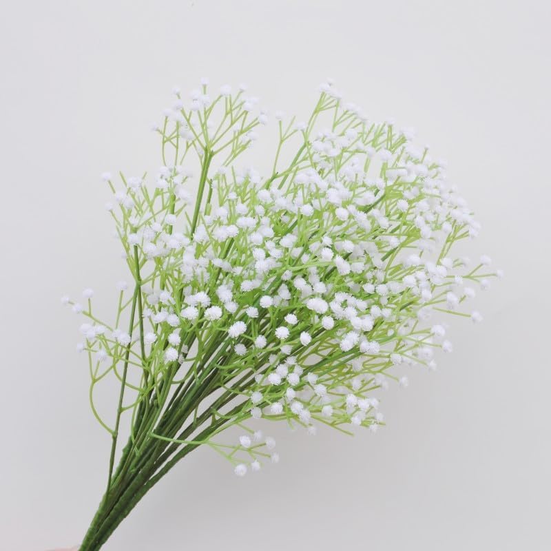 10Pcs Artificial Baby Breath Flowers White with Long Stem, Real Touch Silk Gypsophila Bouquets Bulk for Wedding, DIY Floral Arrangements, Home & Office Decor, Party Centerpieces, White - Image 5