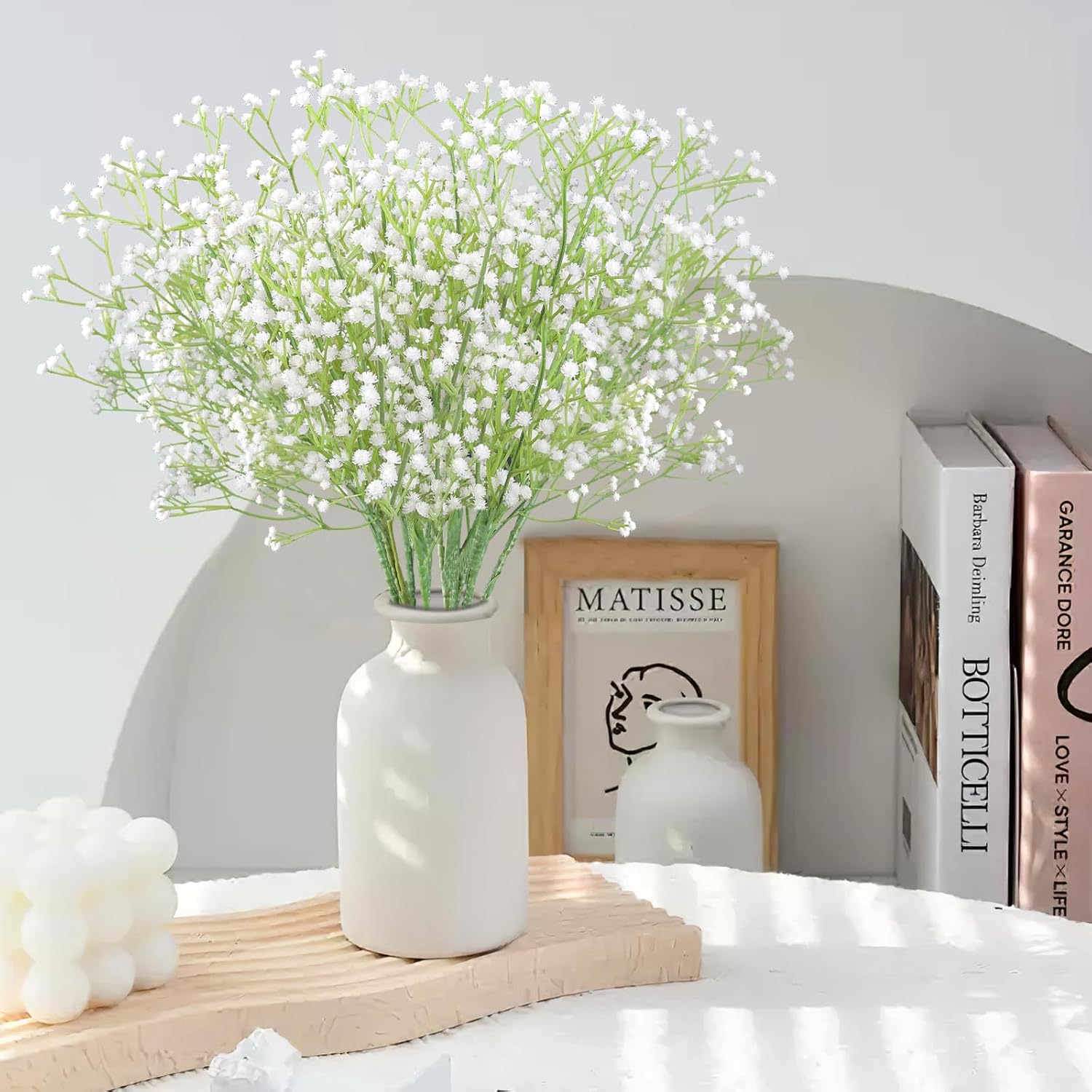 10Pcs Artificial Baby Breath Flowers White with Long Stem, Real Touch Silk Gypsophila Bouquets Bulk for Wedding, DIY Floral Arrangements, Home & Office Decor, Party Centerpieces, White - Image 6