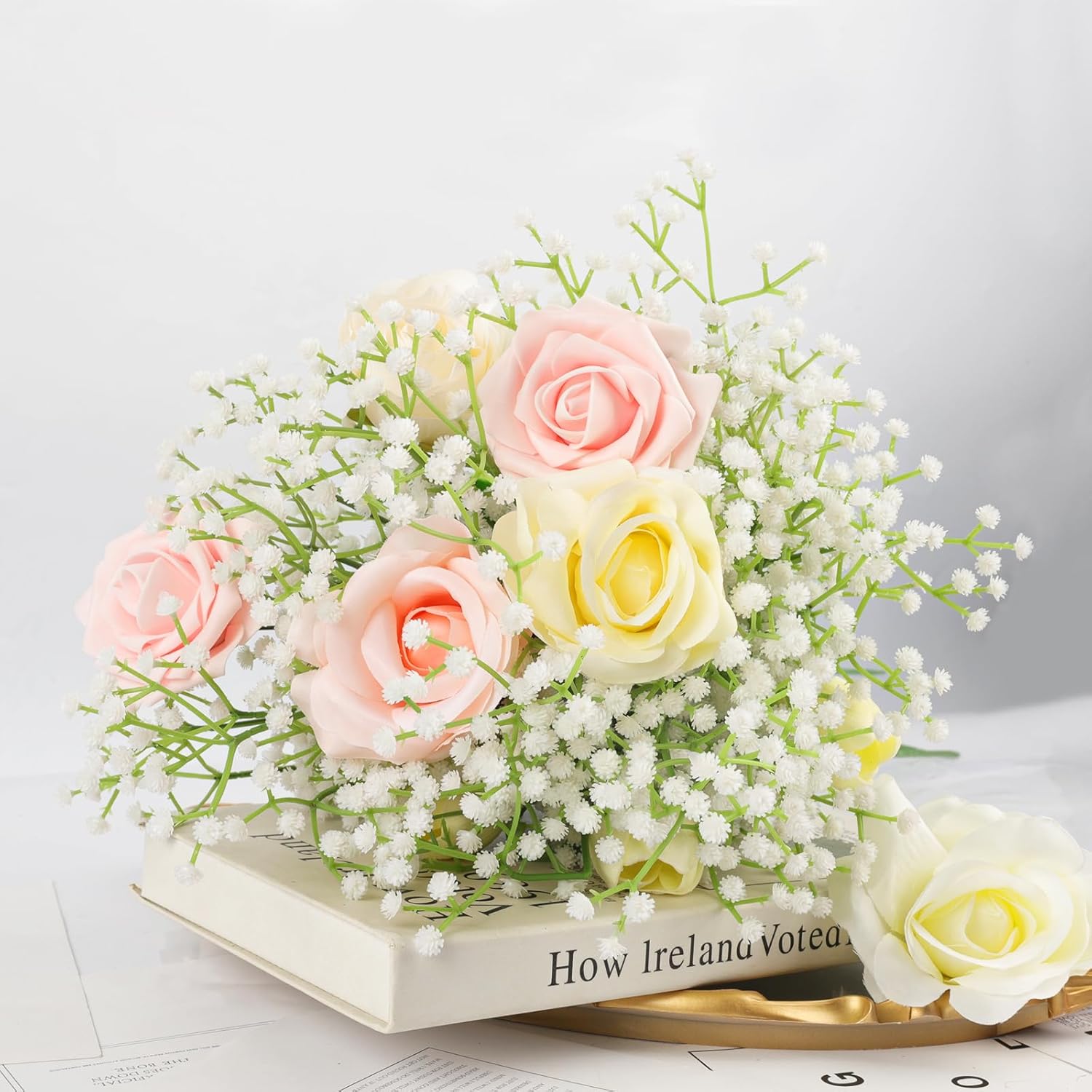 10Pcs Artificial Baby Breath Flowers White with Long Stem, Real Touch Silk Gypsophila Bouquets Bulk for Wedding, DIY Floral Arrangements, Home & Office Decor, Party Centerpieces, White - Image 7