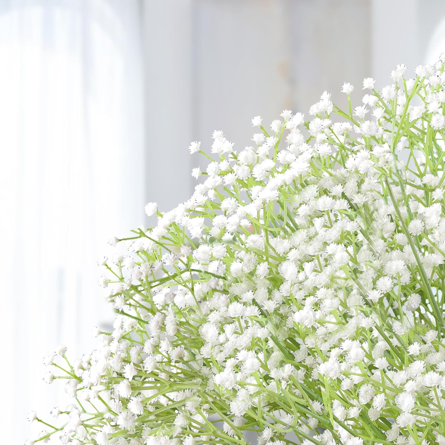 10Pcs Artificial Baby Breath Flowers White with Long Stem, Real Touch Silk Gypsophila Bouquets Bulk for Wedding, DIY Floral Arrangements, Home & Office Decor, Party Centerpieces, White - Image 8