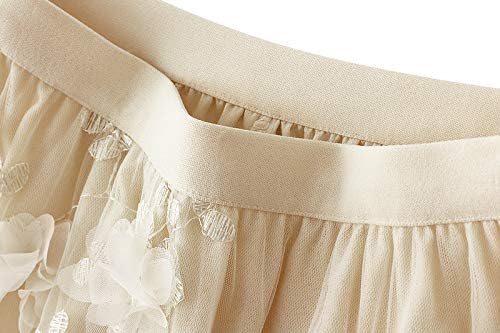 Women's Tutu Tulle Skirt Elastic High Waist Layered Midi Skirt Lace Embroidery Asymmetrical A-Line Skirt - Image 3