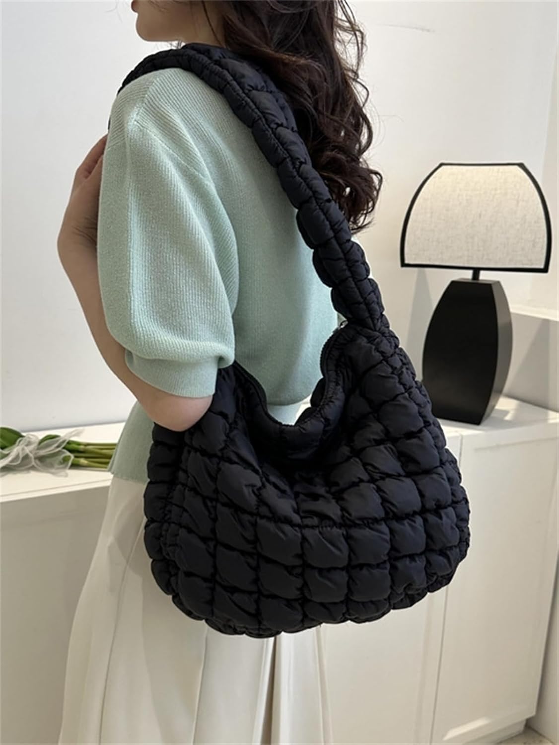 Puffer Tote Bag Women Quilted Shoulder Bags Puffy Bubble Pleated Purse Nylon Padding Cloud Crossbody Bag 2024 - Image 3