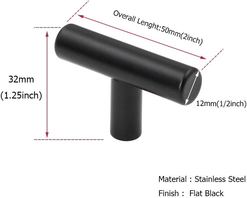 (50 Pack) Cabinet Knob Black Stainless Steel Drawer Knobs - HD201BK Matte Black Kitchen Cabinet Hardware - Image 2